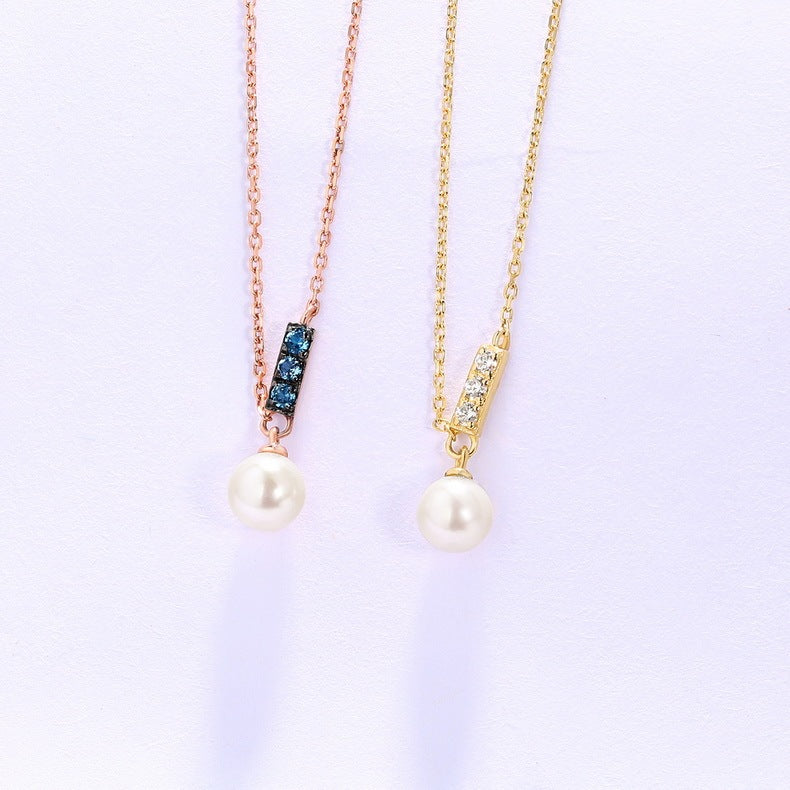 14K Rose Gold Women's Necklase Pearl Elegant