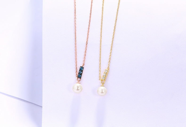 14K Rose Gold Women's Necklase Pearl Elegant