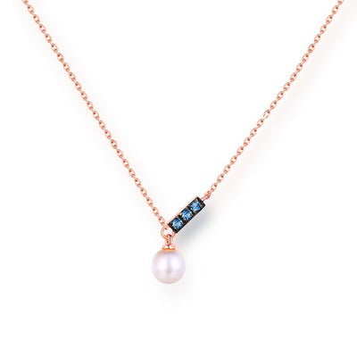 14K Rose Gold Women's Necklase Pearl Elegant
