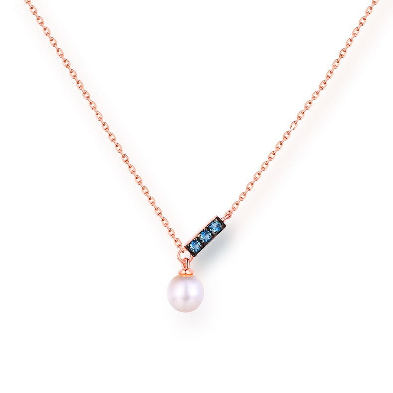 14K Rose Gold Women's Necklase Pearl Elegant