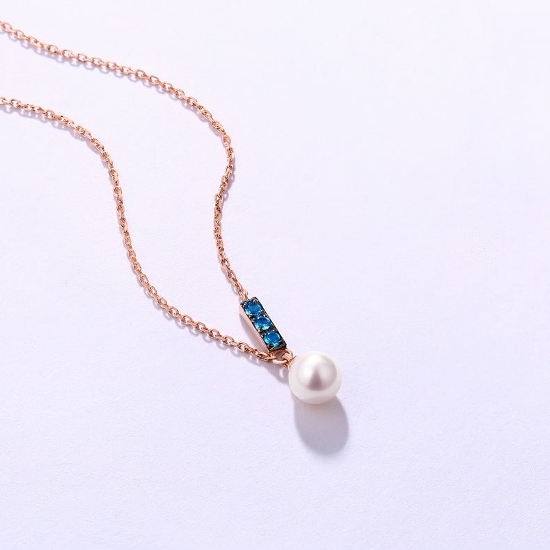 14K Rose Gold Women's Necklase Pearl Elegant