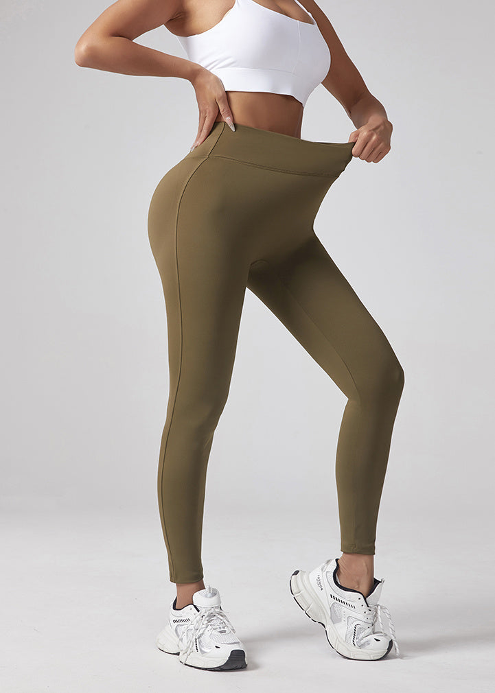 V-waist Elastic Sports Leggings, Women's Peach Hip Lifting Running Speed Drying Yoga Pants