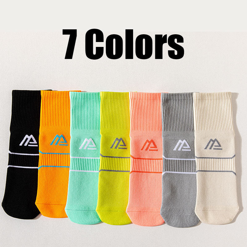7 Pairs For Men Compression Running Hiking Socks Crew Athletic Anti Blister Cushioned Anti-odor And Breathable For Running Hiking Cycling Fitness