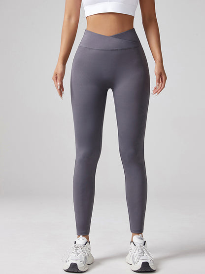 V-waist Elastic Sports Leggings, Women's Peach Hip Lifting Running Speed Drying Yoga Pants