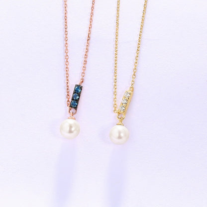 14K Rose Gold Women's Necklase Pearl Elegant