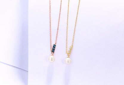 14K Rose Gold Women's Necklase Pearl Elegant