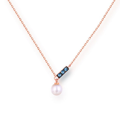 14K Rose Gold Women's Necklase Pearl Elegant