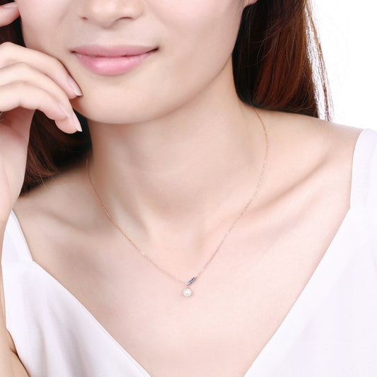 14K Rose Gold Women's Necklase Pearl Elegant