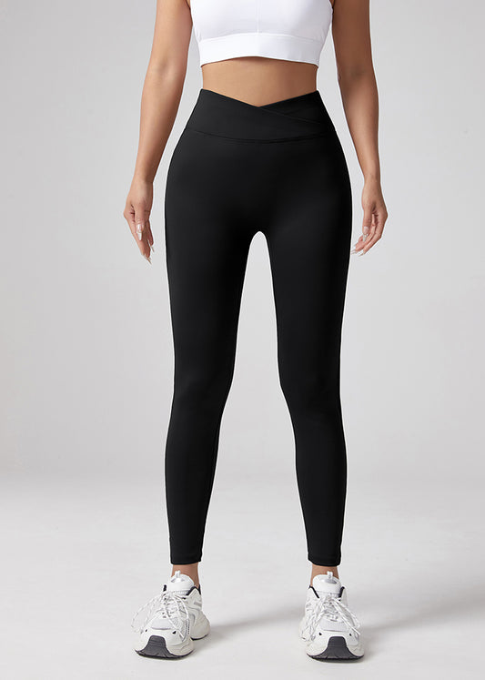 V-waist Elastic Sports Leggings, Women's Peach Hip Lifting Running Speed Drying Yoga Pants